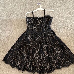Robert Rodriguez Black Lace Strapless Dress